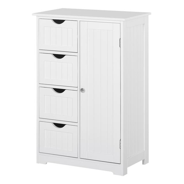 TEMU Armário auxiliar de casa de banho Kleankin gavetas e prateleira ajustável para cozinha e 22X12X33 polegadas (56X30X83 cm) branco