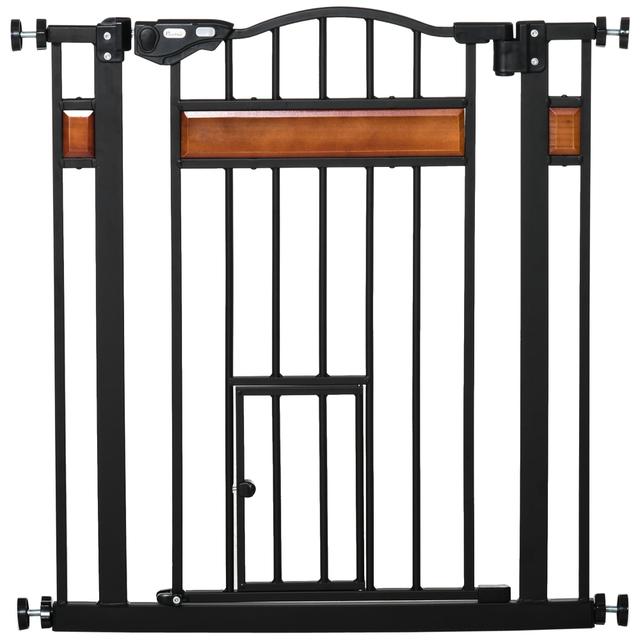 TEMU Pawhut Pet Safety Gate With Auto-close Door Double Locking System No Drilling Required 74-80 Steel