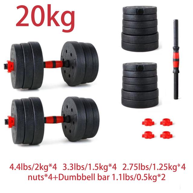 TEMU Factory Direct Sale Dumbbells Dumbbell Set Men Home Fitness Equipment Adjustable Weight Solid 20kg Rubber Wrapped Barbell Set Detachable Combination