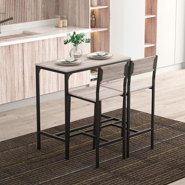 TEMU 3 Pcs Table Stool Set W/ Metal Frame Oak Tone Mdf Panels Minimal Compact Beautiful