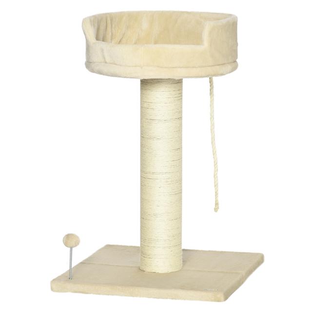 TEMU PawHut Arbre à chat grattoir design jeu boule et cordelette + plateforme peluche - 55 x 55 x 83 cm - sisal