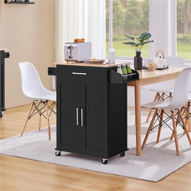 TEMU Costoffs Kitchen Cart With Wheels, Modern Kitchen Cabinet With 2-drawer Cabinet, Towel Rack, And Spice Rack For Dining Rooms, Kitchens, And Living Rooms