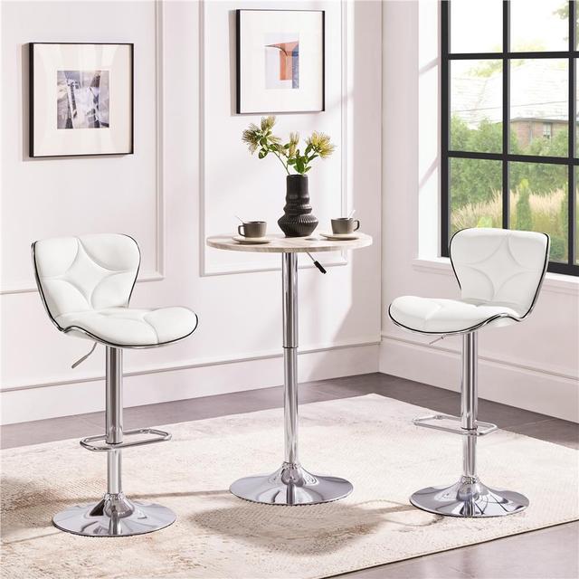 TEMU Costoffs Set Of 2 Or 4 Modern Leather And Metal Bar Stools With Height-adjustable Shell Backrest Footrest For Kitchen Bar Restaurant