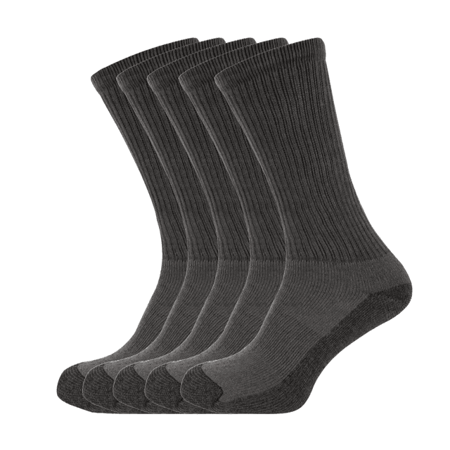 TEMU 5 Pairs Men's Work Socks – Heavy Duty Cushioned Crew Length, Size 6–11
