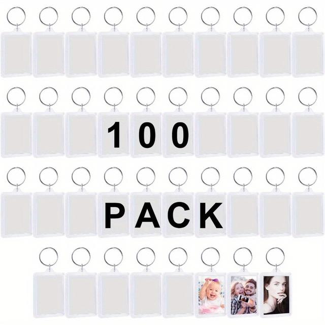 TEMU 1/100pcs Photo Keyring 45x35mm Photo Keyrings Keyrings For Photos Translucent Clear Acrylic Key Rings With Split Ring For Double Sided Photo For
