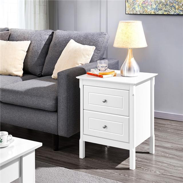 TEMU Costoffs Mesita de Noche con 2 Cajones, Mesa de Cama, Mesa Auxiliar para Cama, Mesa de Sofá, Mesa de Consola para Sala y Dormitorio