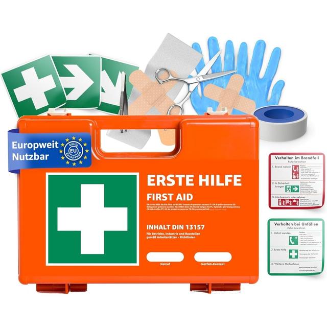 TEMU Tk Kit - Din 13157 Case For Companies & Businesses - Orange Box Tested To Current - With Sticker & Wall Mount