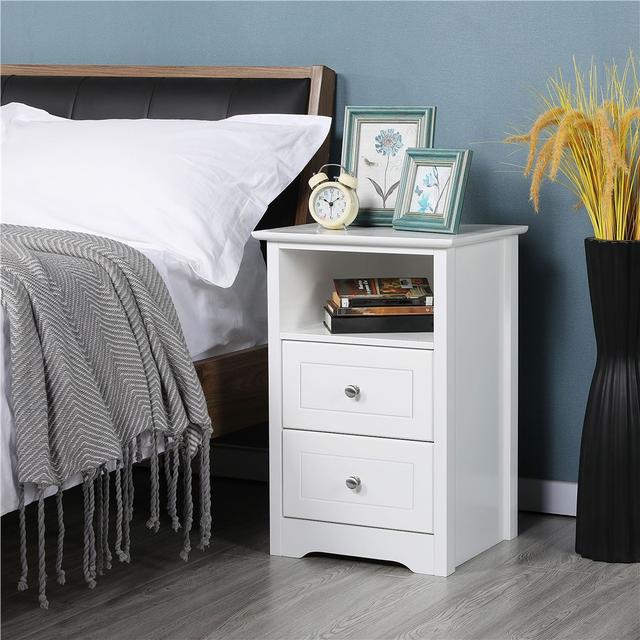TEMU Costoffs 2piezas Set de Noches Noches Noches con 1 Estante y 2 Cajones de Resortes Cama Cajón Gabinete para Dormitorio