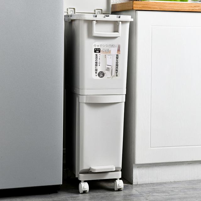 TEMU 29l/32l Dry And Wet Trash Can, Trash With Storage Layer And Wheels, Recycling Pedal Bin For Kitchen Waste With Large Recycle Compartments, Large Capacity,