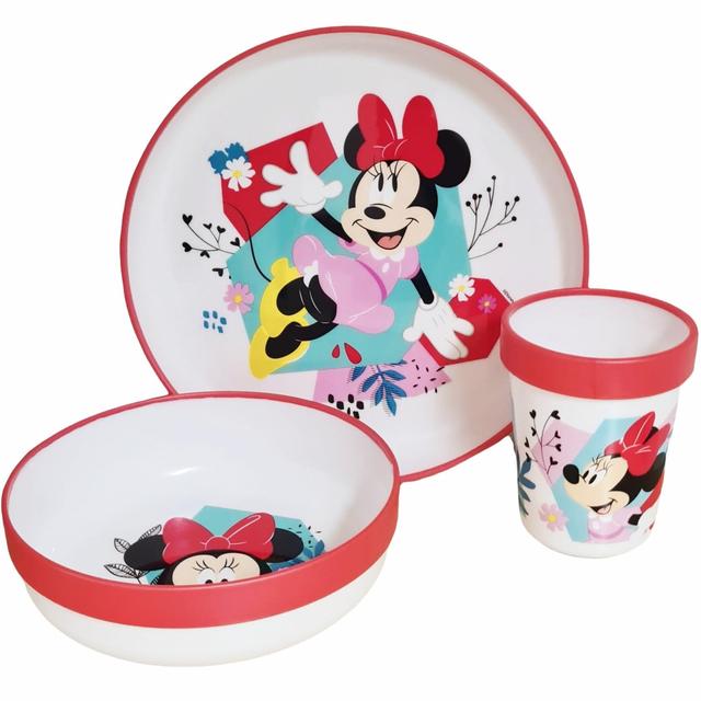 TEMU Reusable Kids' Tableware Set – 3-piece Set: Plate, Bowl, And Cup For Toddlers And Babies With Non-slip Base – Bpa-free ( Mouse Design)