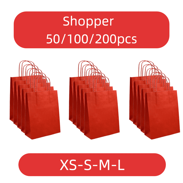 TEMU 50/100/200pcs Paper Shopper Bags For Gifts, Stores, And Shopping