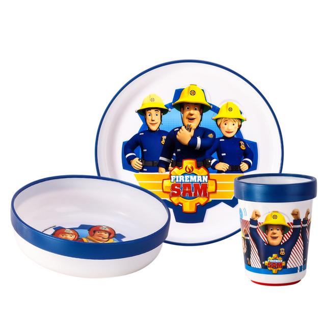 TEMU Fireman Sam 3pcs Premium Kids Dinner Tableware Set Plate, Bowl & Tumbler, Bpa Free