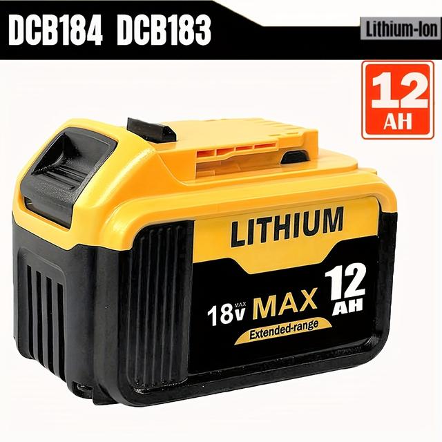 TEMU 18v 12000mah Replacement For Battery 18v For Battery 18v Dcb181 Dcb180 Dcb201 Dcb200 Dcb204 For Battery 18v With Led Indicator (yellow)