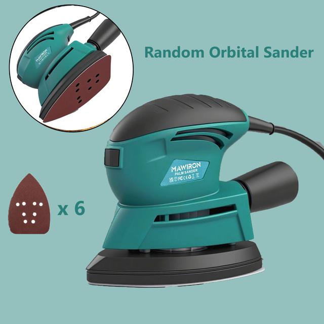 TEMU ¡VERDE! Lijadora Orbital Aleatoria de 300W con 6 Hojas de , Ideal para Carpintería, Máquina de Lijar | Mango Ergonómico | Construcción Duradera, Lijadora Orbital Aleatoria