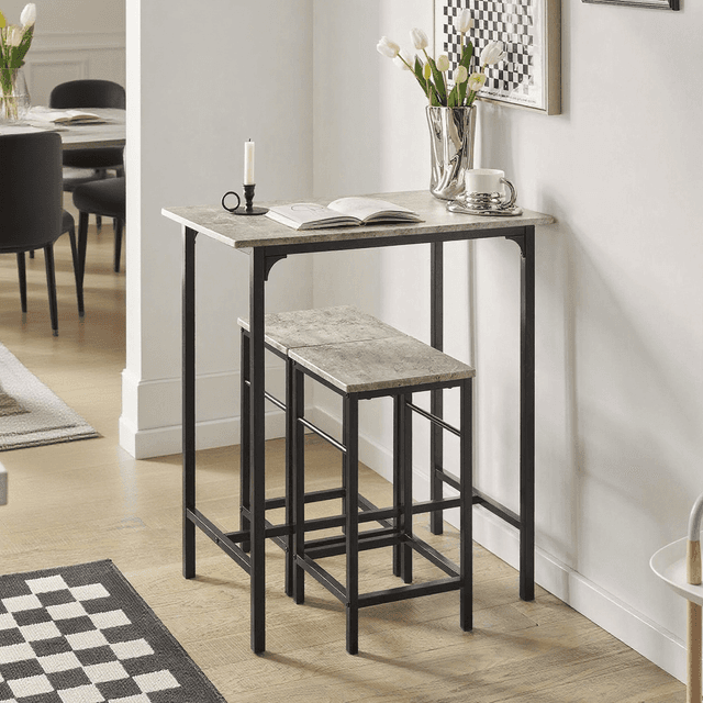 TEMU Set de 1 Mesa + 2 Taburetes, Ensemble Bistrot + 2 Taburetes, Mesa de Pie, Mesa de Cocina, para Comedor, Cocina, Salón, - PHU21-IH