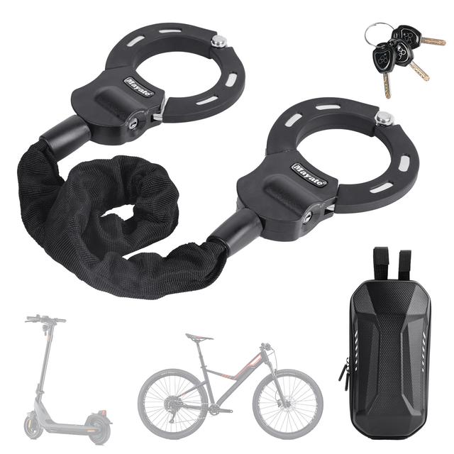 TEMU Serrure de vélo électrique, serrure de chaîne à main pour scooter électrique, serrure de vélo pour scooter électrique, vélo électrique, moto, poussette, longueur totale 90 cm