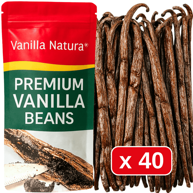 TEMU 40 Vanilla Pods • Premium Quality Vanilla • Soft And Fleshy Pod • Long Shelf Life • Prestige Selection Of Natural Vanilla Berries