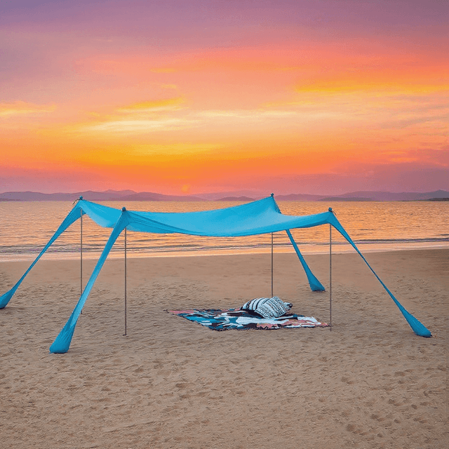 TEMU 1pc Carpa de Playa Portátil, Refugio de Playa Lycra Poliéster Anti UV UPF30, Parasol de Playa, Ideal para , Pesca, Picnics, 400x400x200 cm, - PAU13-IC