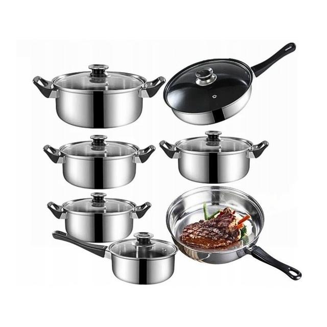 TEMU Complete Set Of 12 Kitchen Utensils With Lid + Frying Pan Stainless Steel Elements