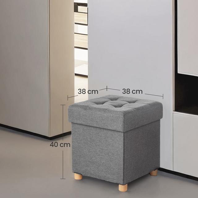 TEMU Tabouret de Rangement, -pieds Pliable, 38 x 38 x 30 cm, de Charge 300 kg, Boîte de Rangement, Salon, Chambre, Tourterelle