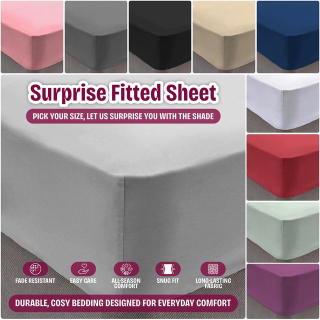 TEMU Mystery Bedding Fitted Sheet| Random Colour Fitted Sheets & Pillowcases | Soft, Breathable & Wrinkle-free Fabric | Elastic Corners For | Surprise Bed Sheet Collection | Uk Stock