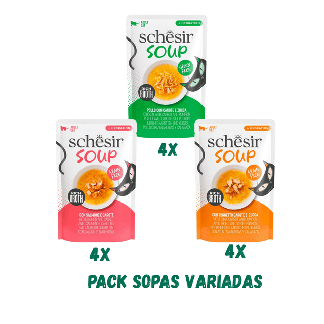 TEMU Pack Schesir Variadas para gatos (4 salmon, 4 pollo, 4 atún)