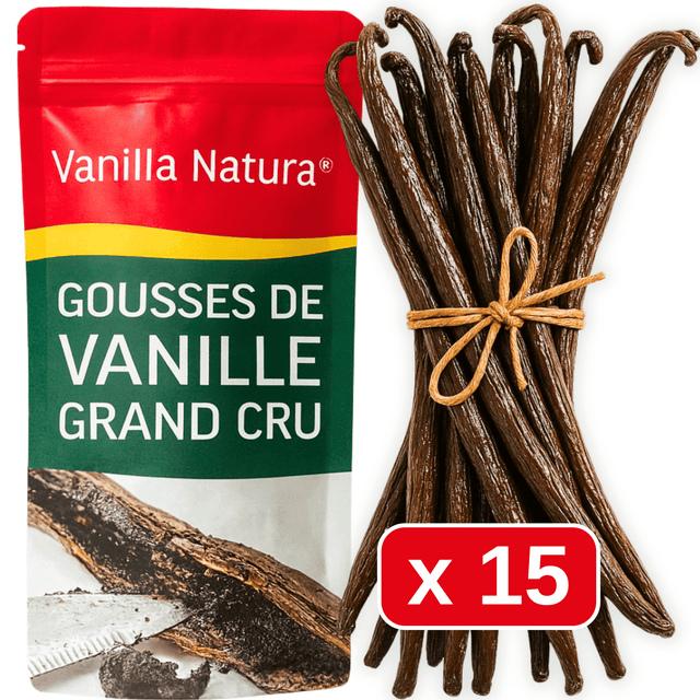 TEMU 15 Grand Cru Vanilla Pods • Extra Gourmet Quality Vanilla • Soft And Fleshy Pods • Perfect For Baking And Cooking • Resealable Bag - Long-lasting Freshness • Prestige Selection By Vanilla Natura