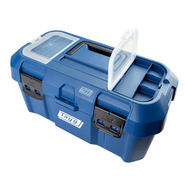 TEMU Herramientas 46 Azul - Estuche y Bandeja Interior Extraíbles, Cierres Metálicos en Acero, con cajones, Soporta 120 kg, Herramientas Vacia Polipropileno, 500 x 279 x 254 mm