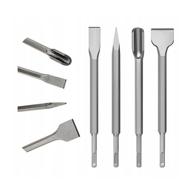 TEMU Chisel Set Sds For Concrete Grooving, Cutter, Puncher, 4 Pieces