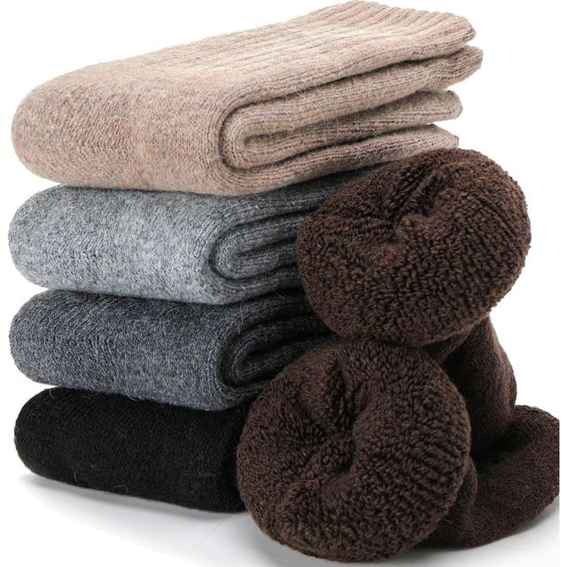 TEMU Wool Thermal Winter Socks For – Cozy, Warm, Thick, And Comfortable Socks For Outdoor, Work, And Leisure, Wear, Stylish & Durable, Elastic, Fits Sizes 38-46, , Random Color