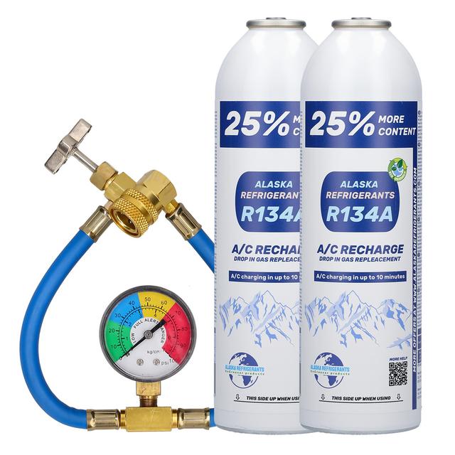 TEMU Double Set – Alaska R134a Refrigerant Replacement For Vehicles + Hose And Gauge