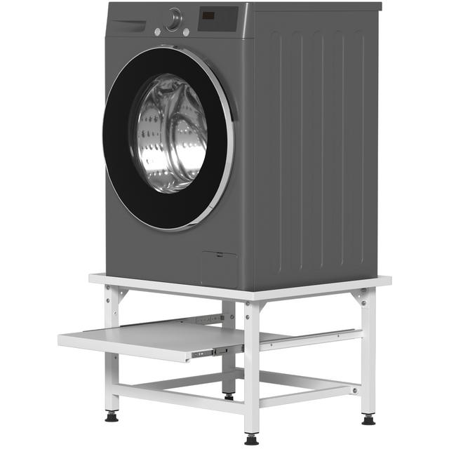 TEMU Washing Machine Base Stand 41cm Height Adjustable, Washing Machine Stand With 150kg Load Capacity, Extendable Shelf, 3 Height Settings, Anti-vibration, Base For Dryer, Refrigerator, White/black
