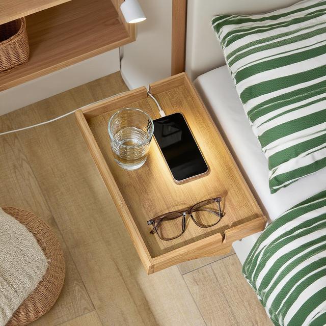 TEMU 1 de base plegable para tablet con ranuras para cables - Placa de bambú para libros, smartphones y gafas - Adecuada para de cama de 1-3 cm 36X25X9 cm Natural - OLE12-O