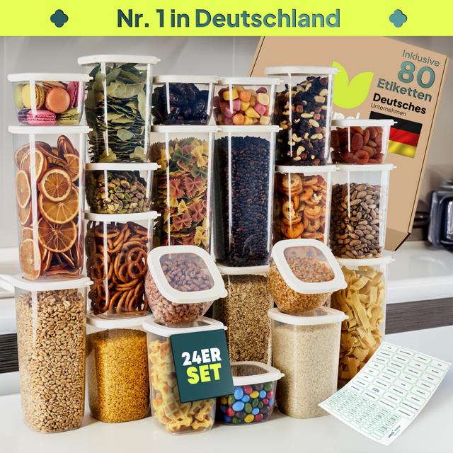 TEMU 24-piece Airtight Storage Container Set With Lids - Kitchen Food Storage Containers | Includes 80 Labels | Bpa-free & Dishwasher Safe