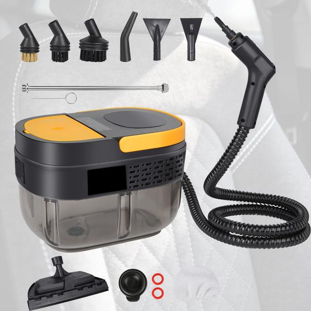 TEMU 1 Set Car Cleaning Machine, Household Cleaner, 1600ml Tank, 3-level Adjustable, Electric Cleaning Machine For Kitchen Carpet Tile Floor Couch Car, Yellow, Black
