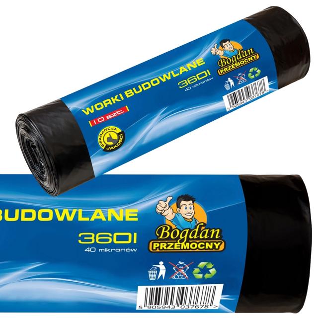 TEMU Construction Waste Bags, 10 Pieces, 360l, Black, Thick, Durable Ldpe, Bogdan Przemocny