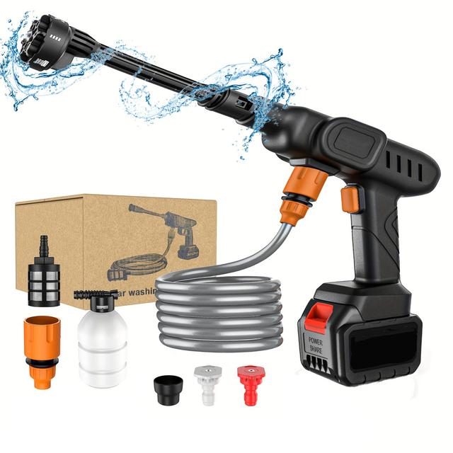 TEMU Nettoyeur haute pression fil, laveur de voiture portable, 6 de pulvérisation, tuyau de 5M, idéal pour le lavage de voiture, l'arrosage et le nettoyage