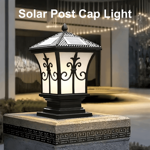 TEMU Solar Powered Outdoor Pillar Light With 4 Colour Changing & Timer, For Garden, Driveway, Patio, Yard, Pathway, Street, And Villa Landscape Decor
