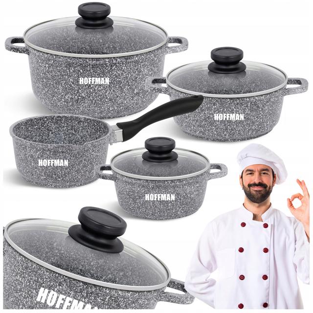 TEMU Marble Cookware Set 7-piece | Cooking Pot Set | Induction Gas Saucepan | Kitchen Pot | Marble Coating | Lids