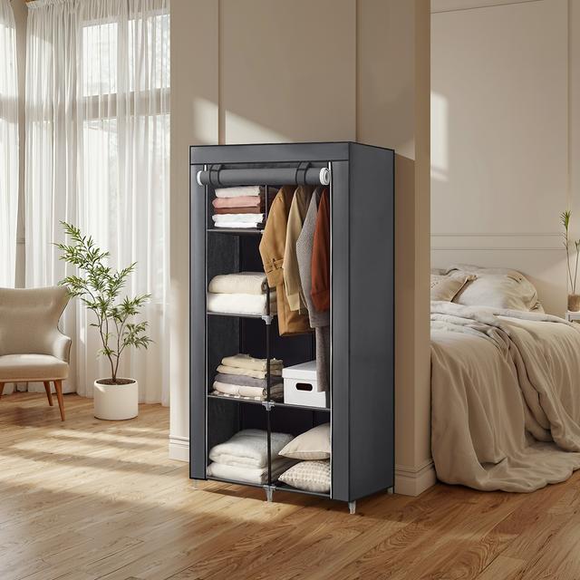 TEMU Wardrobe, 1 Clothes Rail, 6 Levels, 88 X 45 Cm, Microfiber, Metal Frame