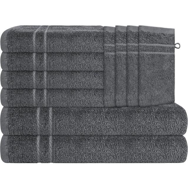 TEMU 10 Bale Set Bathroom Towels 2 Bath Towel 4 Hand Towel & 4 Glove Cotton Hotel And Super Absorbent, Quick-drying Design, Hypoallergenic, Shrink-resistant, Machine Washable, Elegant Charcoal Shade