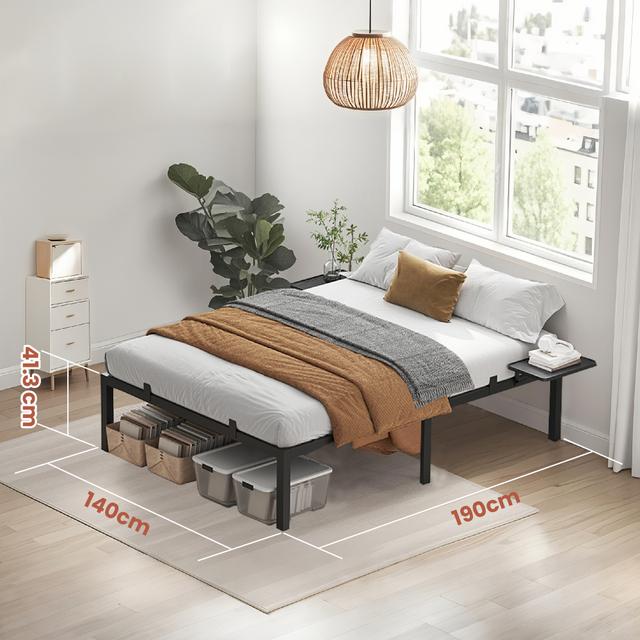 TEMU de Cama , 140 x 190 cm, con Estantes de Almacenamiento, Fácil Montaje