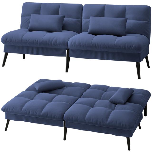 TEMU Convertible Sofa Bed With Futon Mattress, Foldable Corner Sofa, 3-seater Guest Sofa, Adjustable Backrest, Fabric Upholstery