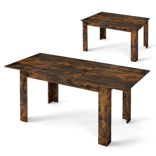 TEMU Goflame Extendable Dining Table Modern Kitchen Table W/ L-shaped Legs Rustic Brown