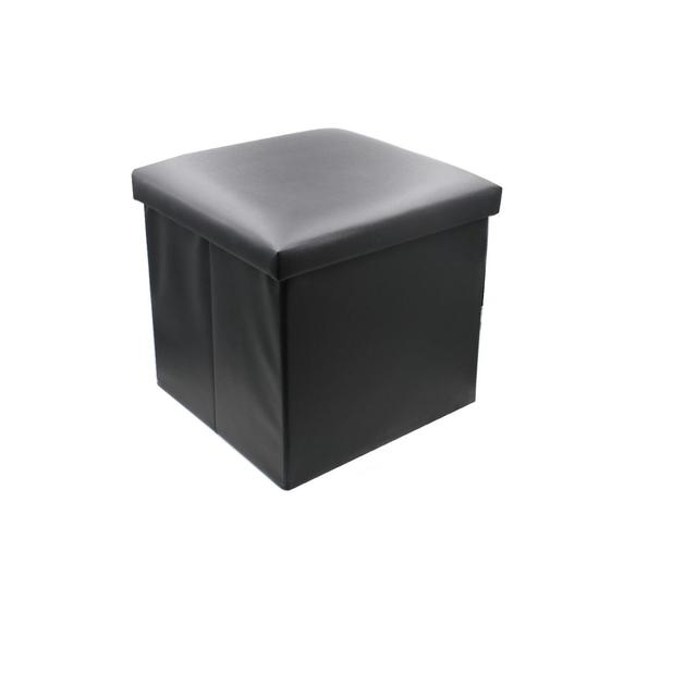 TEMU Storage Box, Foldable Storage Ottoman, Leather 38x38x38cm, Black, White, Blue, Green, Brown