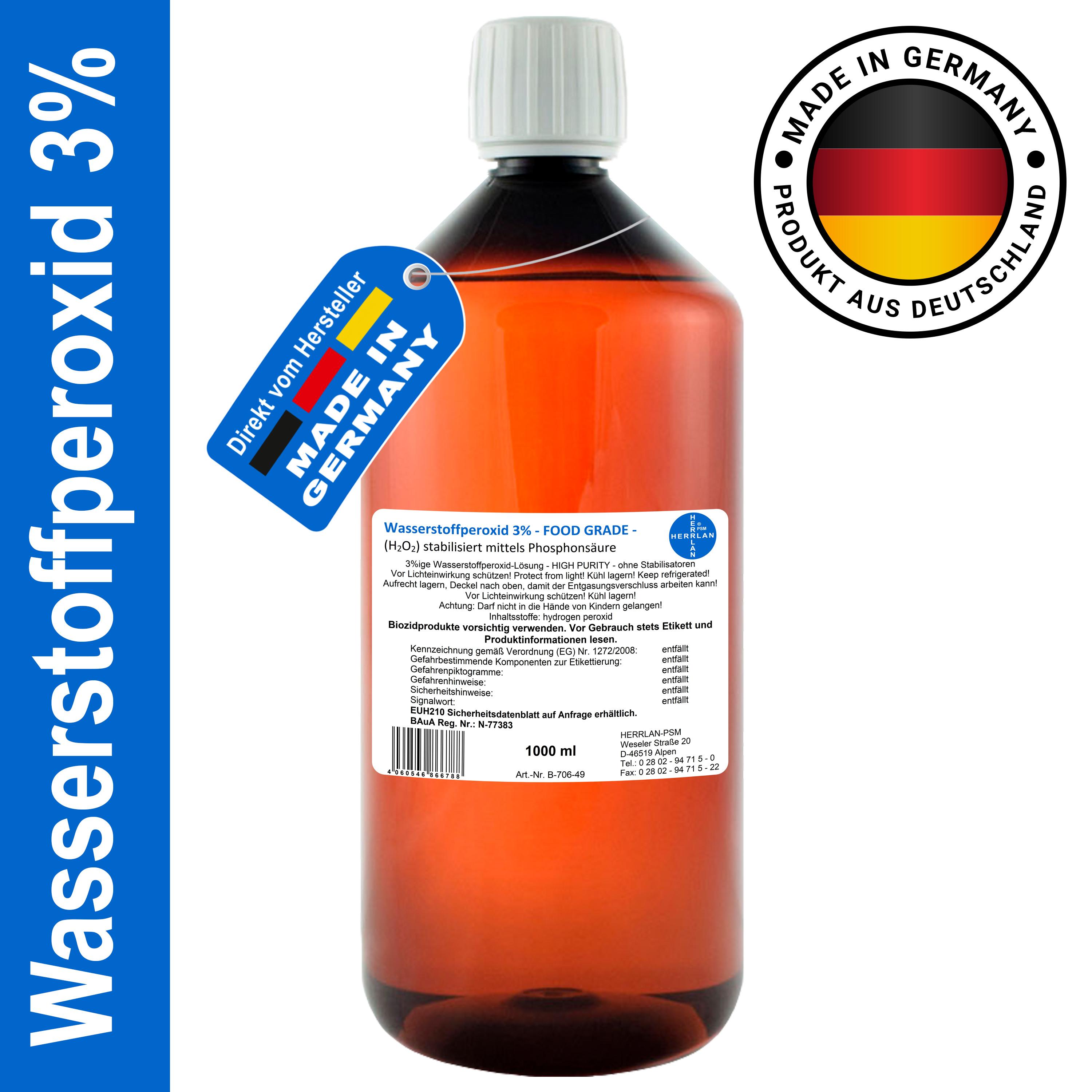 TEMU Hydrogen Peroxide 3% Food 1 Liter To 10 Liter I 12 Months I I Herrlan I Made In Germany