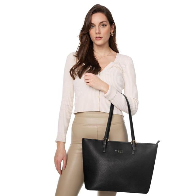 TEMU Large Ladies Handbag Black – Shopper Bag, Handbag & Shoulder Bag In One, For Leisure & Work