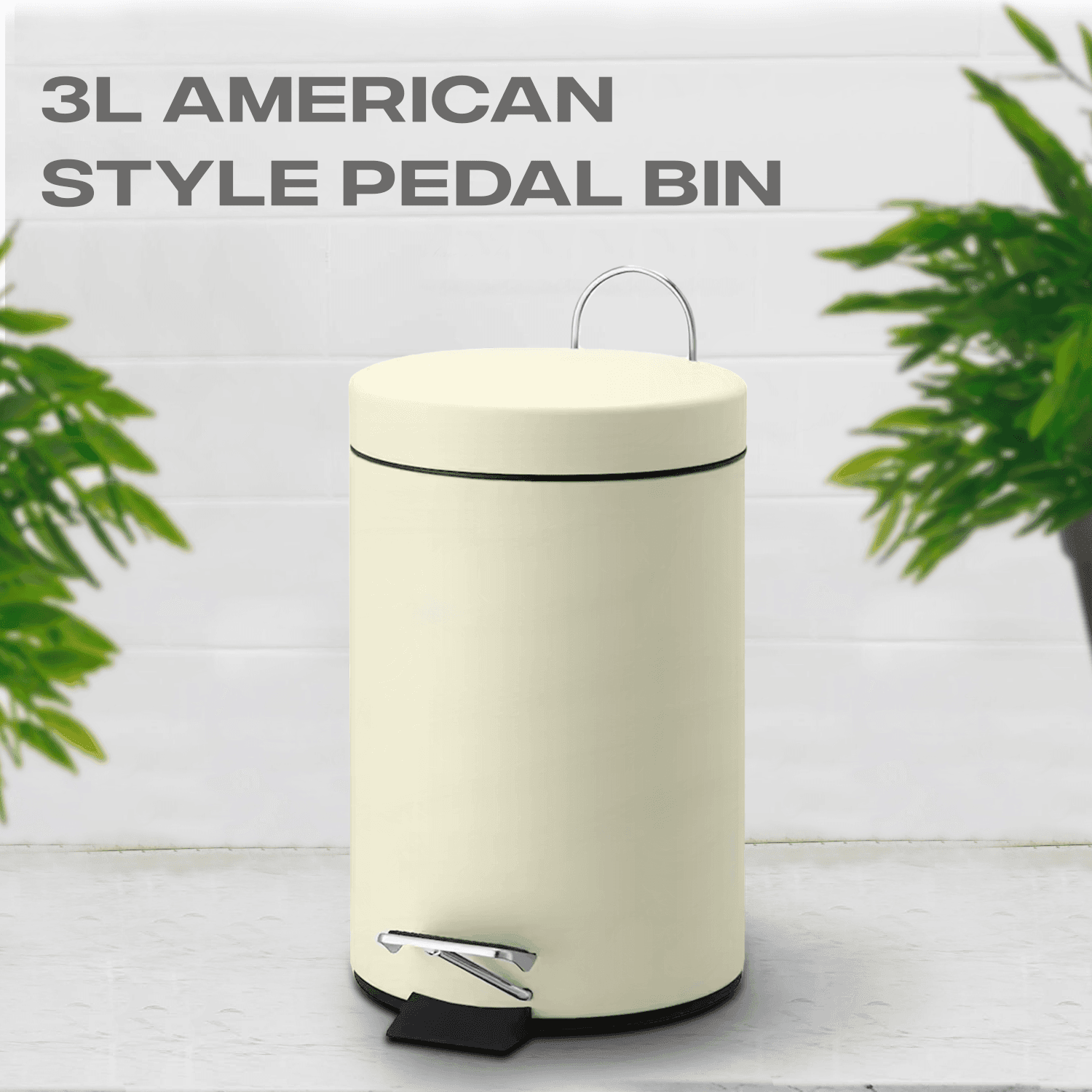 TEMU Small Pedal Bin With Lid-3 Litre Bathroom Bin For Rubbish And Waste-stainless Steel Toilet Bin With Removable Inner Plastic Bucket- For Bedroom Bathroom Toilet Waste