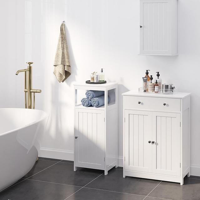 TEMU Costoffs Mobile Wooden Floor Cabinet Bathroom Low Cabinet Kitchen Cabinet With 2 Doors And Adjustable Shelf Modern Floor Cabinet For Living Room Lounge Bedroom Entrance X 60 X 30 Cm