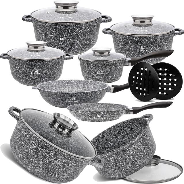 TEMU Set Of 12 Marble Kitchen Pots | Cooking And Frying Pot Set | Induction Gas Pans | Kitchen Pot | Pan | Marble Coating | Lids | Kb-3927